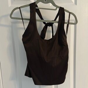 Anine Bing Elegant Brown Tie-Back Halter Tank